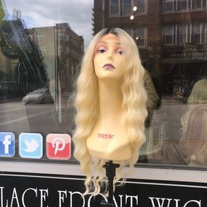 Ombré blonde 2019 beach wavy Lacefront wig long